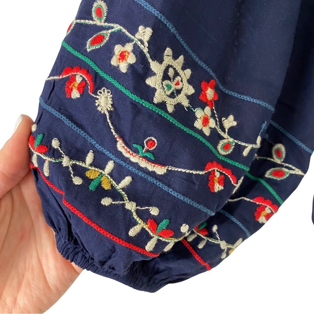 Velvet by Graham & Spencer Navy Embroidered Blouse - Picture 5 of 7